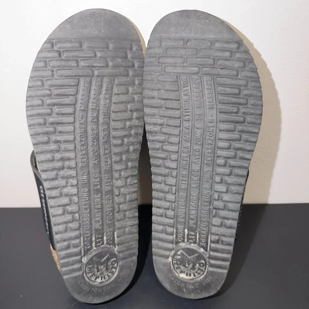 Mephisto Floral Slide Sandals Black Leather Cork Footbed Size 35 - Picture 6 of 7